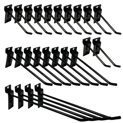 Slatwall Hooks 24pcs Assortment Kit 4/6/8 Inch Heavy Duty Slatwall Accessories for Garage Shop Retail Organization Pegboard Gridwall Display