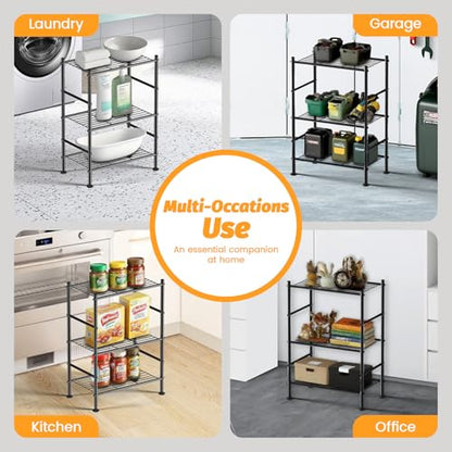 Abiglifty Storage Shelves, 3-Tier Metal Shelving, Wire Shelving with Adjustable Leveling Feet, Shelf Organizer for Bathroom, Closet, Garage - size: 3 Tier