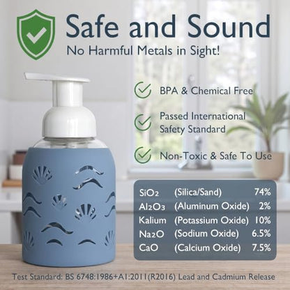Foaming Glass Hand Soap Dispenser Storm Blue Foam 8oz - color: Storm Blue