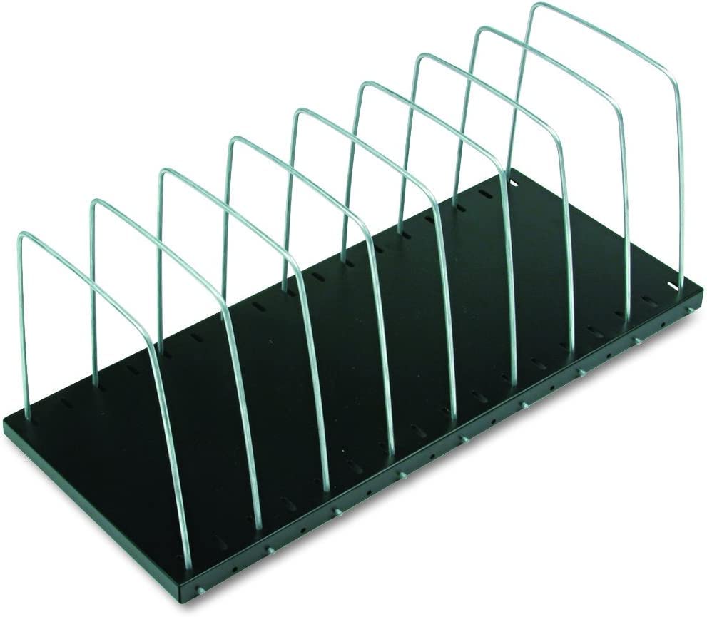 MMF Industries STEELMASTER Adjustable Desk File Organizer Rack | 8 Compartments | Wire Dividers | Black | Scratch & Chip-Resistant Finish | Non-slip Padded Feet | Office Organization