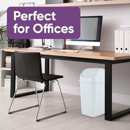 Superio Kitchen Trash Can with Swing Top Lid 9 Gallon Slim Waste Bin 37 Qt Sturdy Plastic Garbage Can Medium Recycling Bin for Office, Bathroom, Under Counter, Dorm, Bedroom (White) - size: 9 Gallon, style: 1 Pack