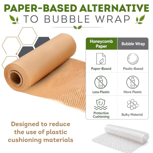 APQ Supply Honeycomb Packing Paper Brown, 15 Inch x 100 Feet, Eco Friendly Shipping Supplies for Small Businesses, Warehouses, and E-Commerce Fulfillment - style: Brown / Pack of 1