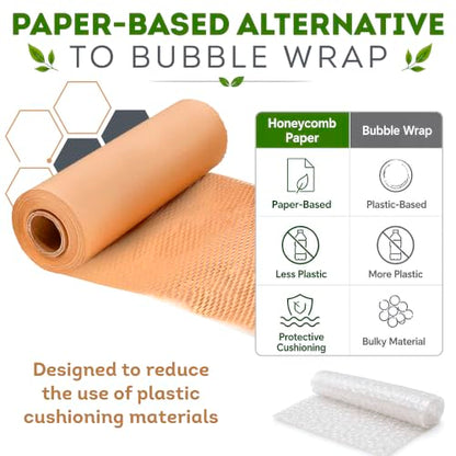 APQ Supply Honeycomb Packing Paper Brown, 15 Inch x 100 Feet, Eco Friendly Shipping Supplies for Small Businesses, Warehouses, and E-Commerce Fulfillment - style: Brown / Pack of 1