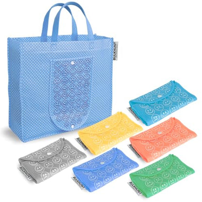 Bulkhunt 6 Pcs Foldable Shopping Bags Combo Reusable Printed Bag with Handle for Grocery Vegetable Household