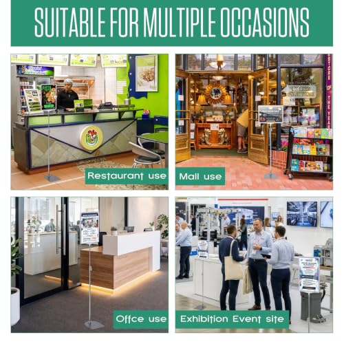 Jutom 6 Pack Adjustable Pedestal Stand Holder 8.5 x 11 Inch Heavy Duty Aluminum Sign Holder Vertical and Horizontal Sign Poster Stands Floor Standing Display for Advertisement Menu Display (Silver) - color: Silver