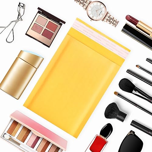 Kraft Bubble Mailers 4x7inch 100Pack Yellow Self-Seal Padded Envelopes Bubble Opaque Padded Mailers Shipping Bags for Small Businesses to Package and Mail Jewelry, Electronic Products - size: 4x7-100Pc