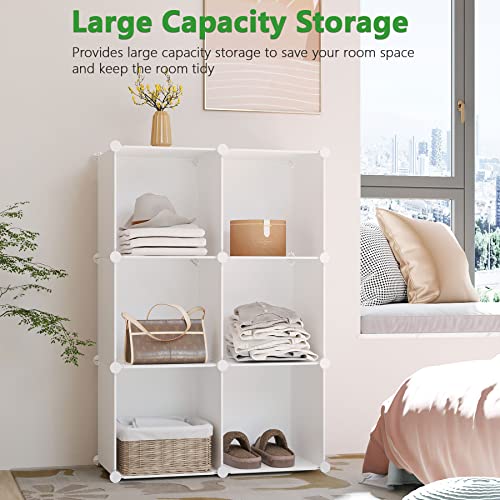 C&AHOME 6-Cube Storage Organizer Cube Shelf Closet Storage Bookcase, Milky - color: Milky