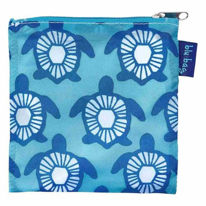 rockflowerpaper Reusable Grocery Bags - Washable, Foldable, Packable Tote, Large Handles, Heavy Duty, Zippered Top Pouch - color: Turtles