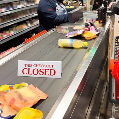 GlikCeil 3 Pcs Checkout Closed Desk Sign 11 x 4 Inch Engraved Acrylic Tabletop Retail Counter Checkout Sign Double Sided for Offices, Shops, Banks, Stores, Dmv, Retail Business, Red White