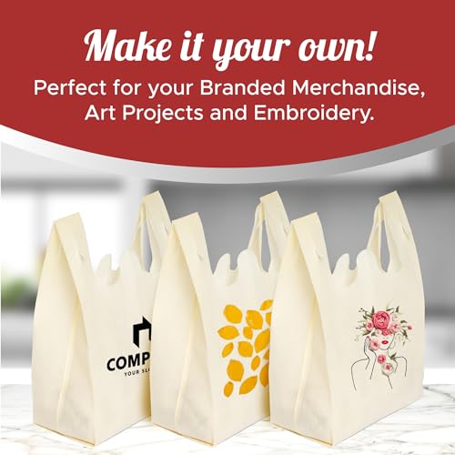 Simply Cool 50 Pack Reusable Grocery Bags, T-Shirt Tote Bags Bulk, Cream - color: Cream