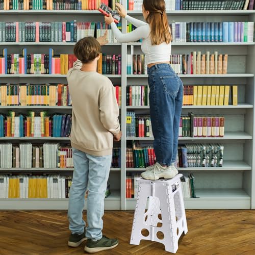 Delxo 17.5 Inch Folding Step Stool,Foldable Step Stool for Adults White - color: White, size: 17.5 Inch