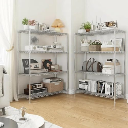 Storage Shelves - 4 Tier Metal Shelving Unit, 18"D×36"W×60"H, Chrome - color: Chrome, size: 18"D X 36"W x 60"H, 4 Tier