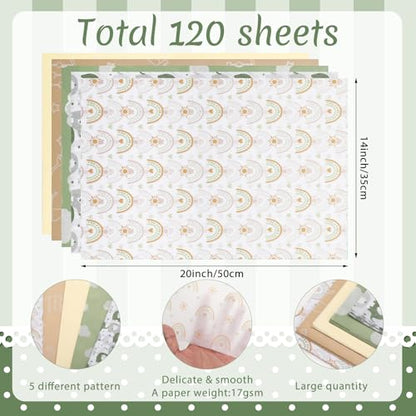 woric 120 Sheets Tissue Paper Bulk for Gift Bags 20 x 14 Inch - color: Sage Green Baby Shower