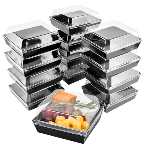 Ocmoiy Charcuterie Boxes with Clear Lids, 5 Inches, 50 Pack, Black - color: Black