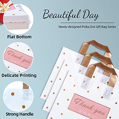 MLAFLY Thank You Bags - 50 Pack Plastic Bulk Merchandise Bags for Small Business, Retail, Parties, Favors & Goody Bags (Polka Dot - XLarge (16"x18")) - size: X-Large (Pack of 50)