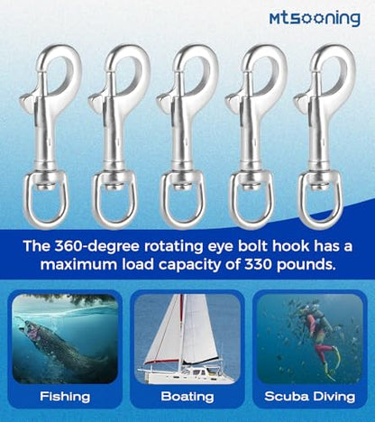 5PCS Single Ended Swivel Eye Bolt Snap Hook,Heavy Duty Trigger Spring Clip