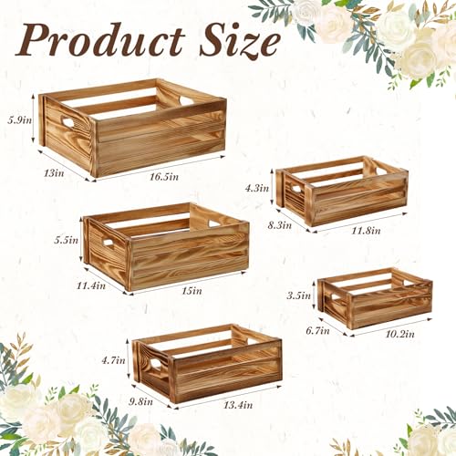 CroBlissful 5 Pack Wooden Crates for Display Nesting Crates, Natural - color: Natural