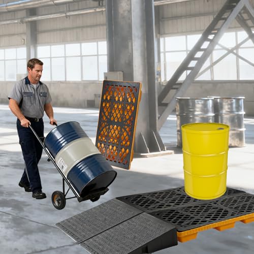 2-Drum Modular Spill Pallet, Stackable Leakproof Containment Tray