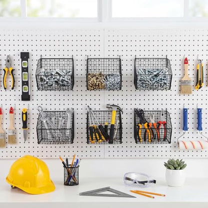 Reallnaive 6 Pack Black Pegboard Baskets 7.1 x 7.1 x 5.5 Inch - color: Black, size: 7.1 x 7.1 x 5.5 Inch