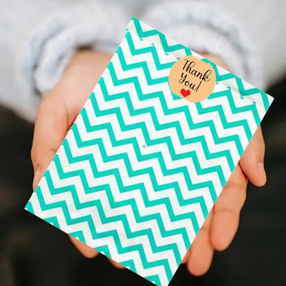 Novel Box 100 Pack Teal Chevron Print Flat Merchandise Bags 4x6 in - color: Teal Chevron, size: 4" x 6" Inches