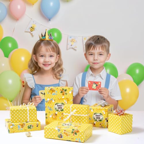 WERNNSAI Bee Wrapping Paper Jumbo Roll - 33 ft Honey Bee Gift Wrap - color: Bee