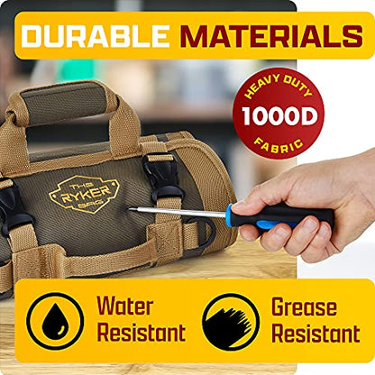 Ryker Heavy Duty Roll Up Tool Bag Organizer w/Detachable Pouches - color: Pack of 2