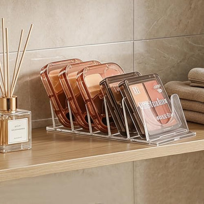Acrylic Makeup Eyeshadow Palette,Organizer W/Removable Dividers 6 Space Vanity Desk Storage Fits All Palette Sizes - Clear