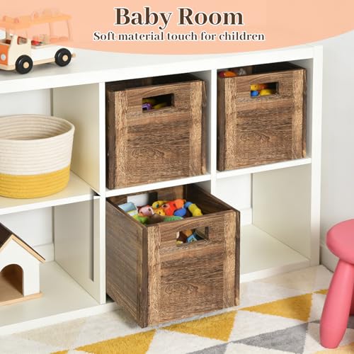 Stackable Wood Box with Carry Handles, Wooden Crates for Storage