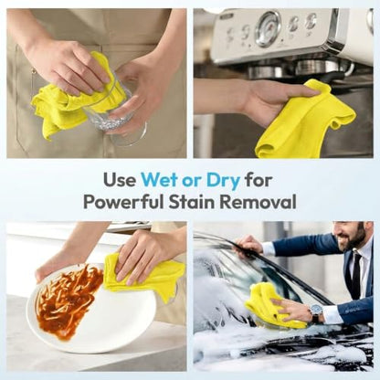 Microfiber Cleaning Cloth 12 Pack, 12 x 12 Inch Yellow - color: Yellow