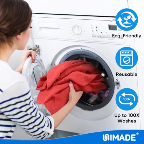UNIMADE Microfiber Cleaning Cloth, 20 Pack Reusable Microfiber Towels - color: Red, size: 20PK