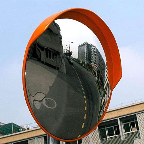 24 Inch Convex Mirror Outdoor, Security Driveway Mirror 24" PC Traffic Mirror Wide Angle with Adjustable Fixing Bracket for Garage, Warehouse, Blind Spot Mirror Indoor Outdoor 60CM - color: 24" Outdoor-Orange
