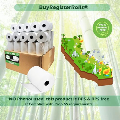 Phenol Free Thermal Paper (500 Rolls) 3 1/8 x 230 Receipt Rolls fits all Clover POS Cash Register Printers, Star Micronics SCP700 TSP100 TSP300 TSP400 (BPA & BPS Free) from BuyRegisterRolls - size: Pack of 500, style: Phenol Free Thermal