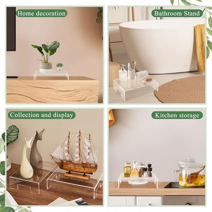 RattanView 2 Pcs 12 x 8 x 3 Inch Large Clear Acrylic Shelf Riser, 5mm Thick - color: Clear, size: 12 x 8 x 3 Inch, 5 mm
