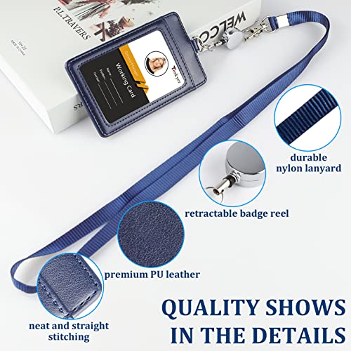 Teskyer Badge Holder with Retractable Lanyard, Vertical Blue - color: Blue #02, size: Vertical