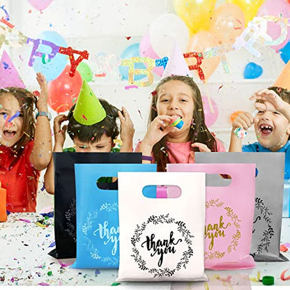 TOSPARTY 100PCS Thank You Merchandise Bags 5 Kinds of Color Party Gift Bags Candy Cookie Bag for Birthday Party Baby Shower Wedding Christmas Retirements - color: Colorful