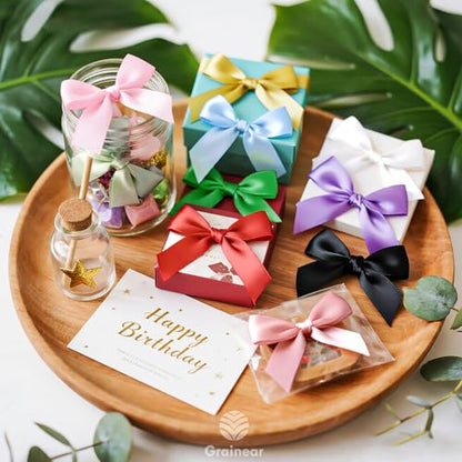 50 Pcs Gold Satin Ribbon Bows, 3.5" x 3.5", with Twist Ties - color: Gold