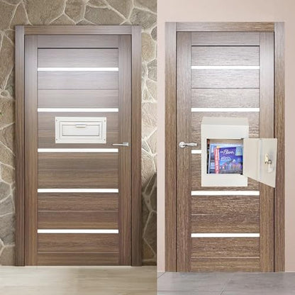 Locking Door Drop Box, Anti-Fishing Mail Slot with Rear Access - color: White, size: Medium