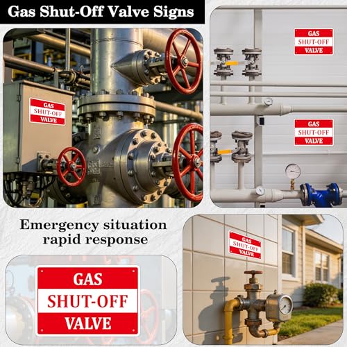 Gas Shut Off Valve Sign, 9.8X6.7IN Notice Gas Shut Off Warning Sticker - color: Gas Shut Off Valve 508