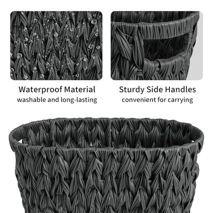 GRANNY SAYS Wicker Trash Can, Wicker Waste Basket for Bathroom, Black - color: Black, size: Rectangular - 13"L x 7½"W x 12¼"H