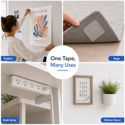 LMJIA Heavy Duty Double Sided Tape, Clear Reusable Mounting Tape Picture Hanging Adhesive Tape Removable Wall Tape Adhesive Poster Tape - size: Square-2.4inch*2.4inch