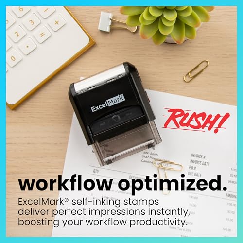 ExcelMark Rush Self Inking Rubber Stamp - Red Ink - color: Rush