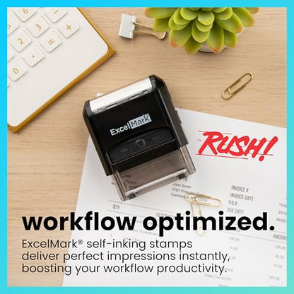 ExcelMark Rush Self Inking Rubber Stamp - Red Ink - color: Rush