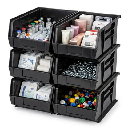 Quantum Storage QUS265 Ultra Stack and Hang Bins - 18" x 8-1/4" x 9" - 6 Pack - color: Black