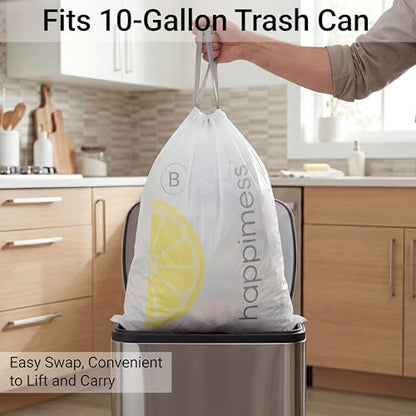 happimess 20-Count Lemon Scented 5.3 Gal Trash Bags, White - color: White (Lemon Scented), size: 20 Count (Pack of 1)