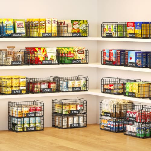 JKsmart 3 Pack XXL Stackable Wire Baskets, Pantry Organizers and Storage - size: XXL-16.34"x12.01"x23.61"