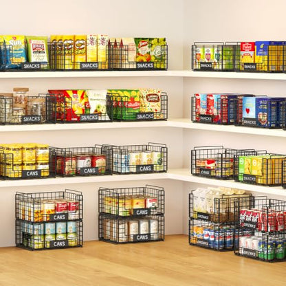 JKsmart 3 Pack XXL Stackable Wire Baskets, Pantry Organizers and Storage - size: XXL-16.34"x12.01"x23.61"
