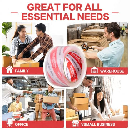 Packing Tape Refills, Clear, Packaging Tape Heavy Duty Designed for Moving, Shipping and Packing, Mailing,1.88" x 60 yds, 4 Roll