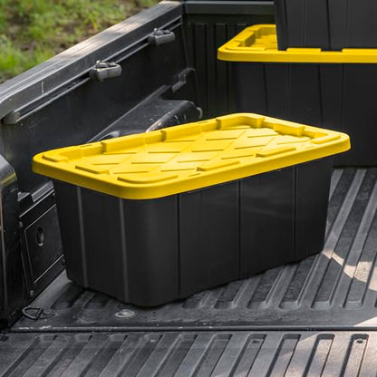 Sterilite Industrial Storage Tote with Lids for Garage, 17 Gallon, 12-Pack - size: 17 Gallon - Black/Yellow