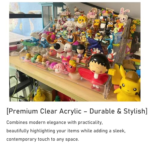 7 Tier Acrylic Display Stand Organiser with Fences, Perfume Stand Organiser, Clear Display Shelf for Home, Office, Retail for Funko Figures Toys Cupcake Food, Cologne, Cosmetics, Storage