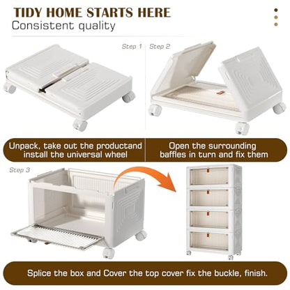YFXCVSL 4 Tier Plastic Storage Bins with Lid 36QT, Stackable Storage Bins - size: 4-Tier 36QT